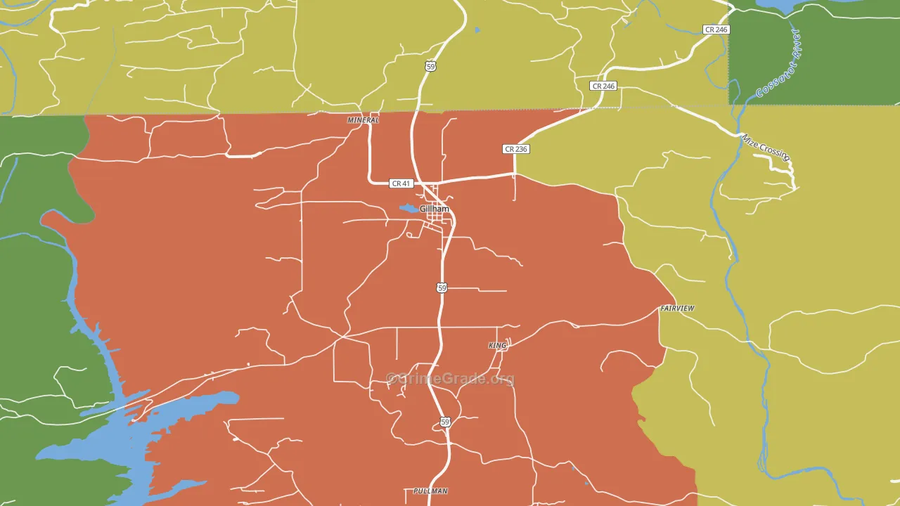 Gillham, AR Map of Vehicle Theft Rates