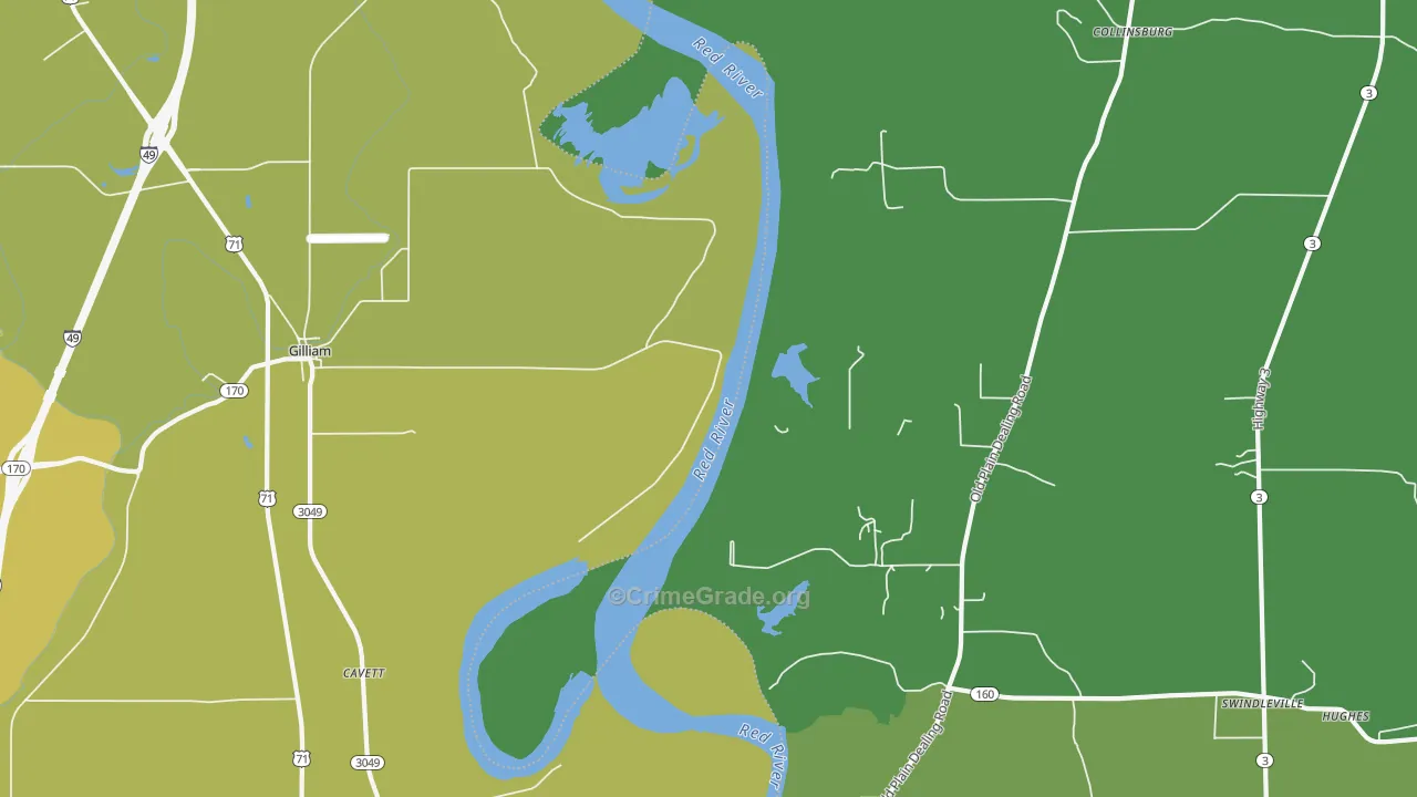 Gilliam, LA Map of Vehicle Theft Rates