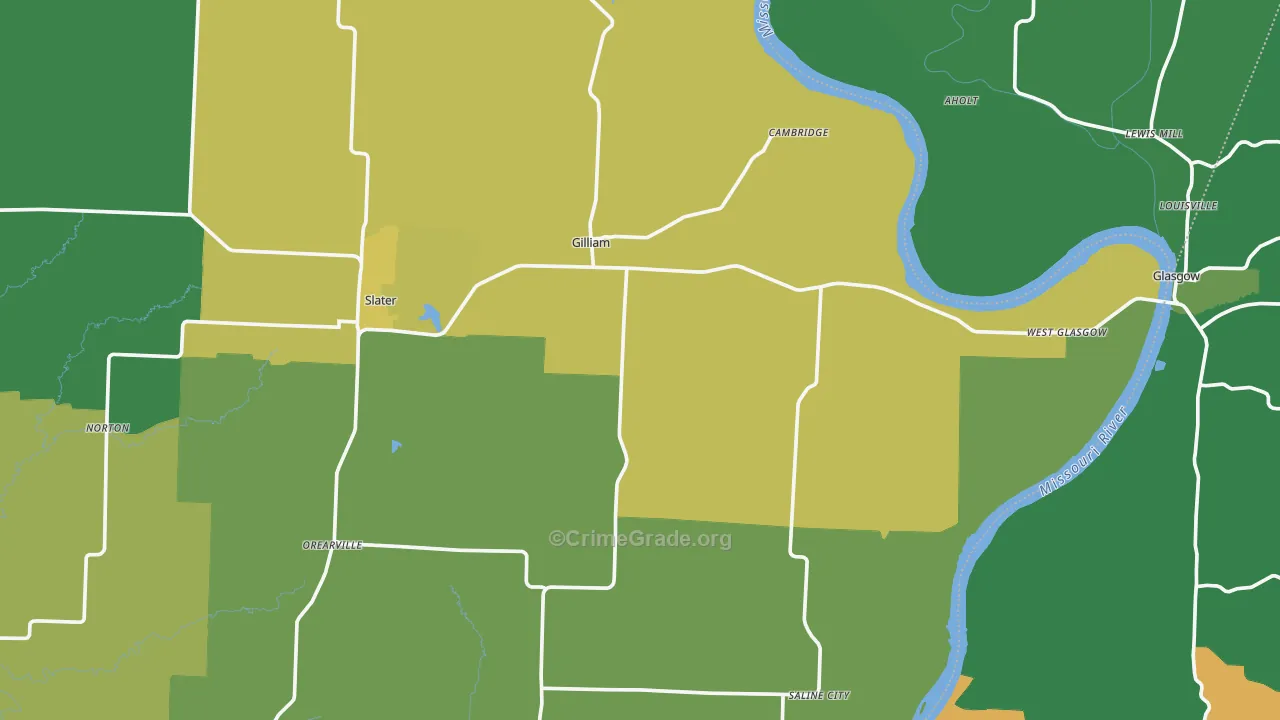 Gilliam, MO Map of Vehicle Theft Rates