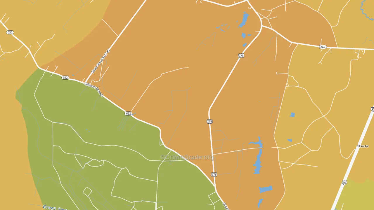 Gillisonville, SC Map of Vehicle Theft Rates