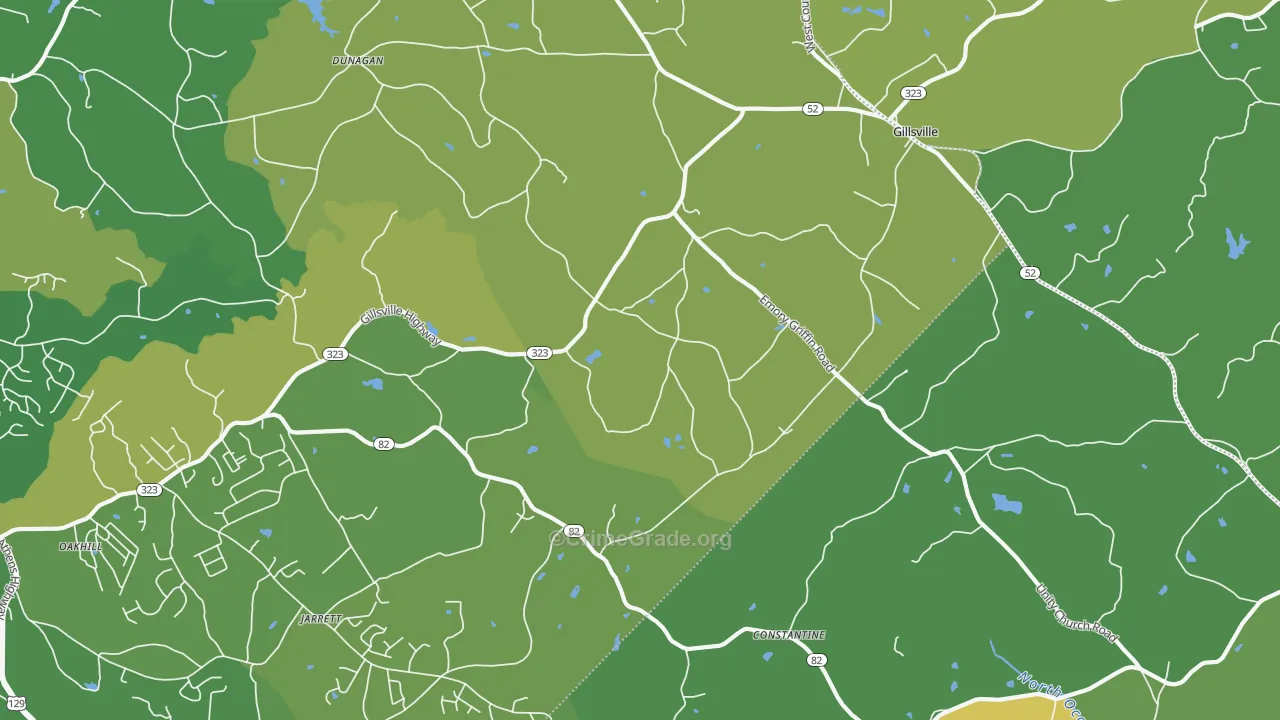 Gillsville, GA Map of Vehicle Theft Rates