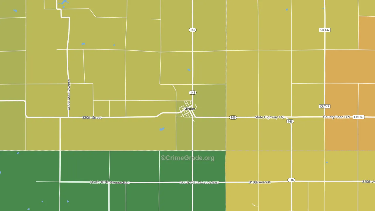 Gilman, IA Map of Vehicle Theft Rates