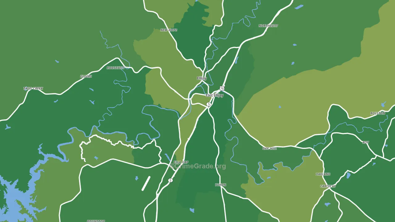 Gilmer County, GA Map of Vehicle Theft Rates