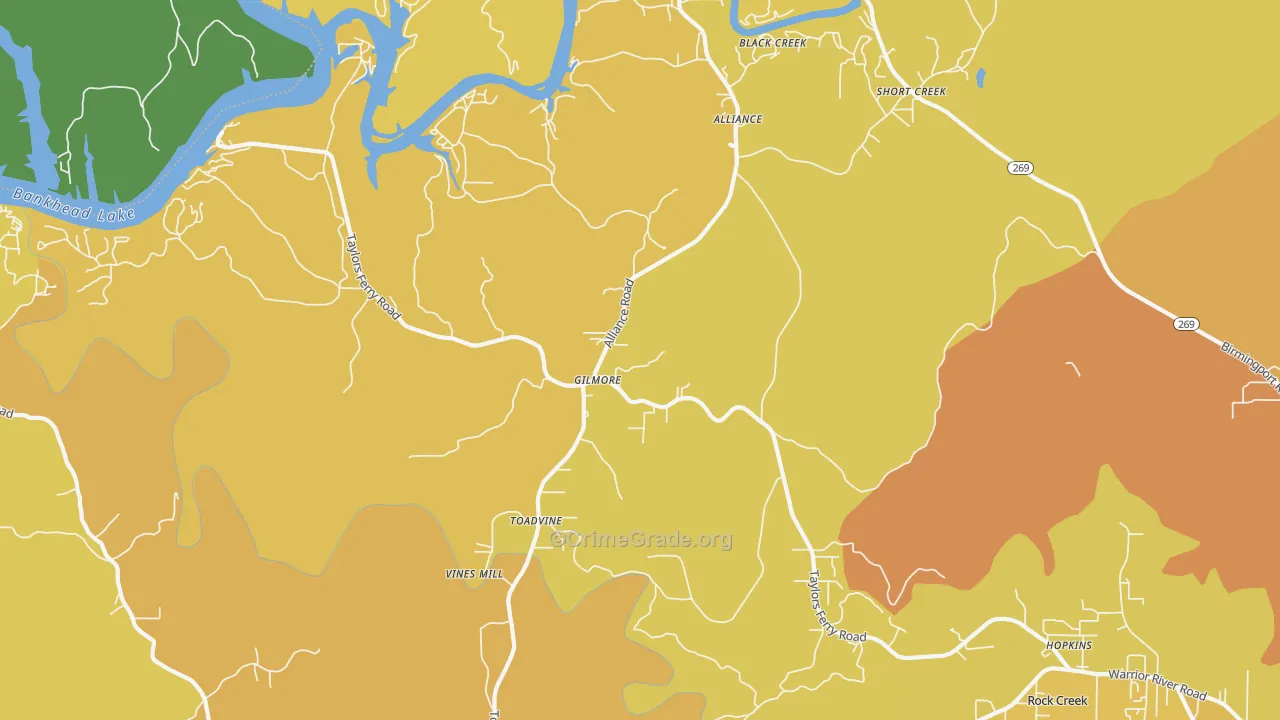 Gilmore, AL Map of Vehicle Theft Rates