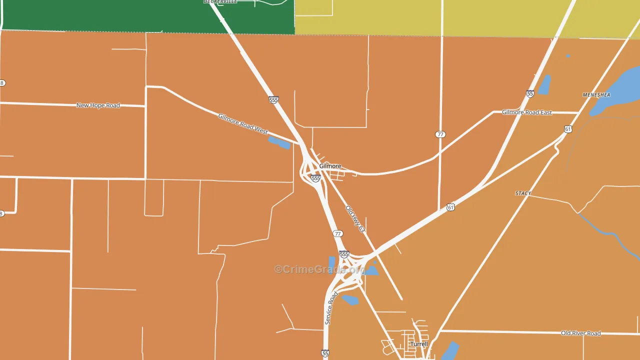 Gilmore, AR Map of Vehicle Theft Rates
