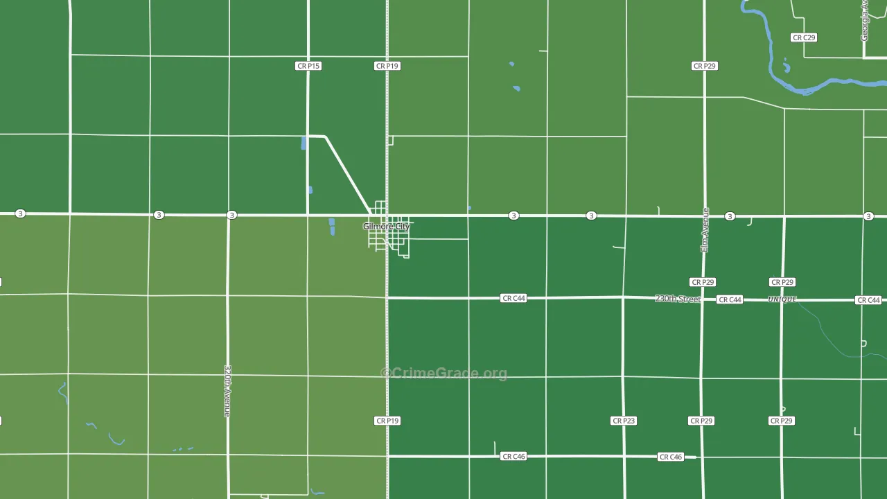 Gilmore City, IA Map of Vehicle Theft Rates