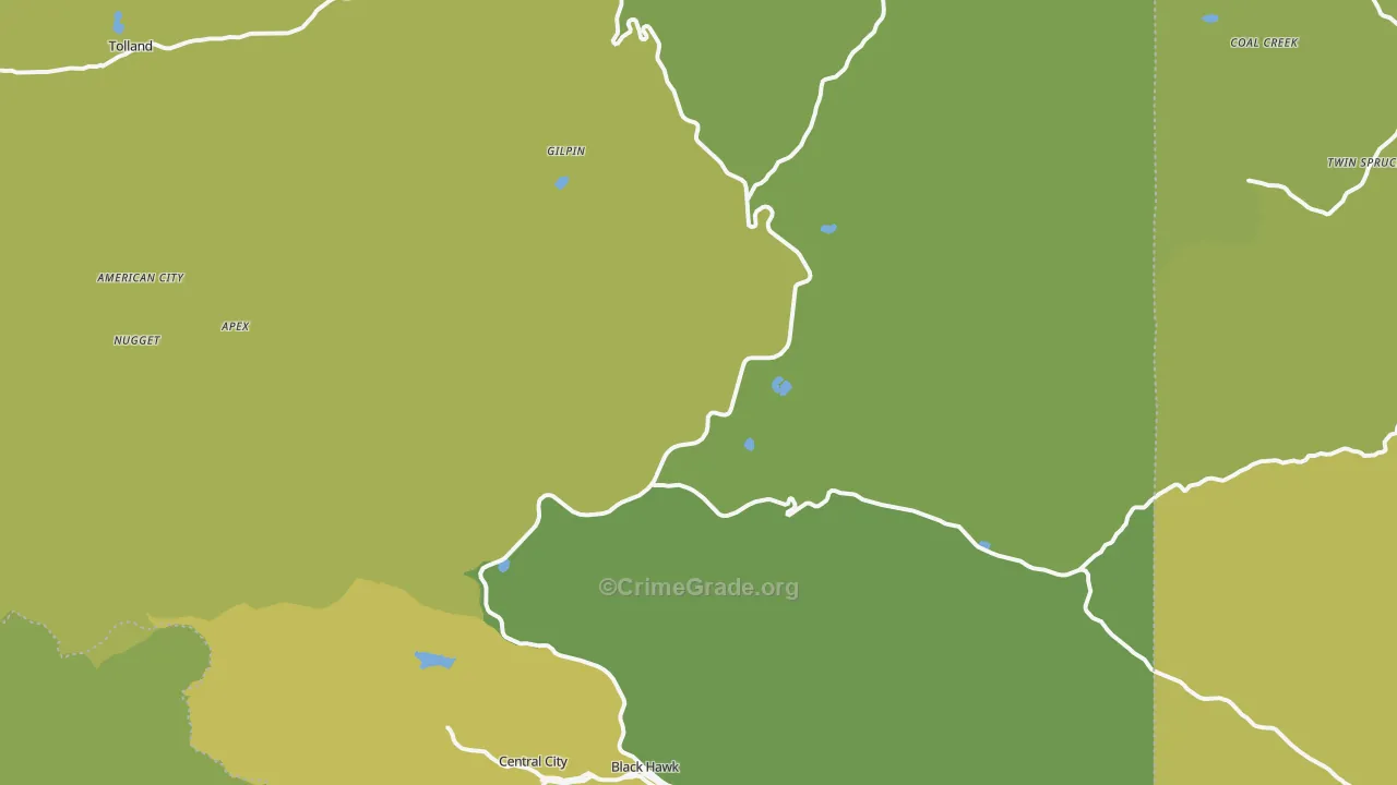 Gilpin County, CO Map of Vehicle Theft Rates