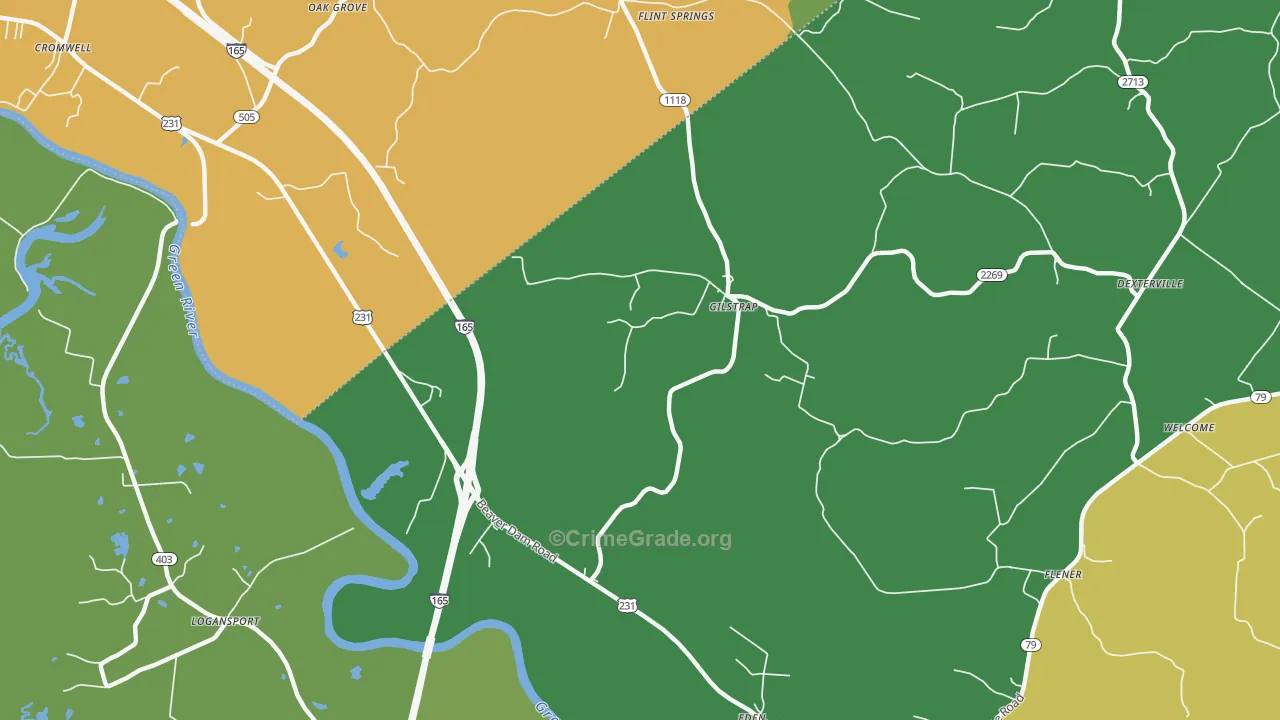 Gilstrap, KY Map of Vehicle Theft Rates