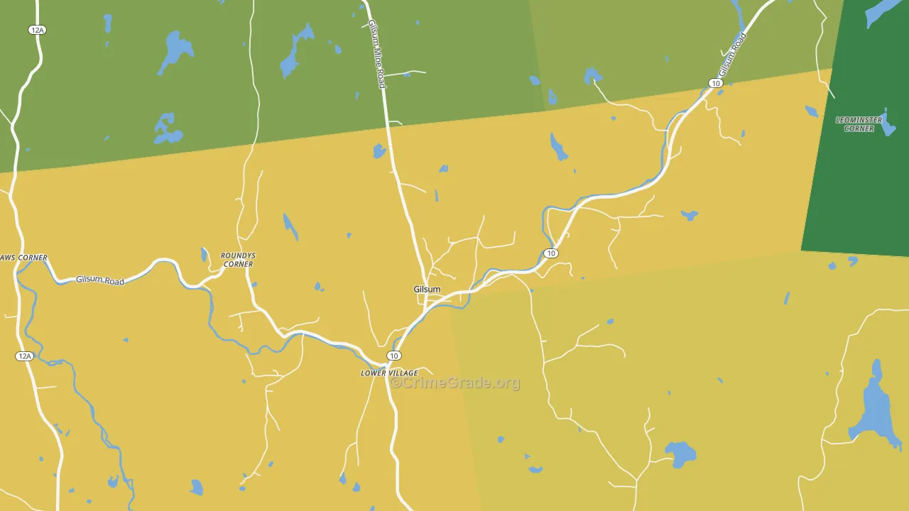 Gilsum, NH Map of Vehicle Theft Rates