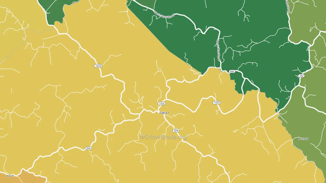 Gimlet, KY Map of Vehicle Theft Rates