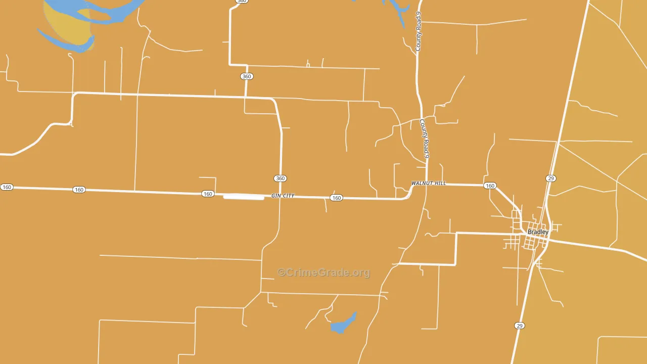 Gin City, AR Map of Vehicle Theft Rates