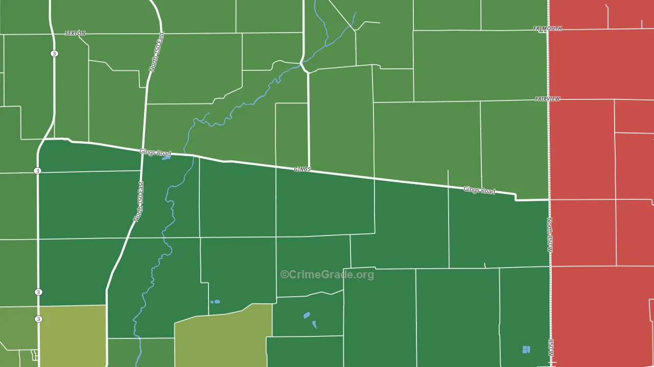 Gings, IN Map of Vehicle Theft Rates