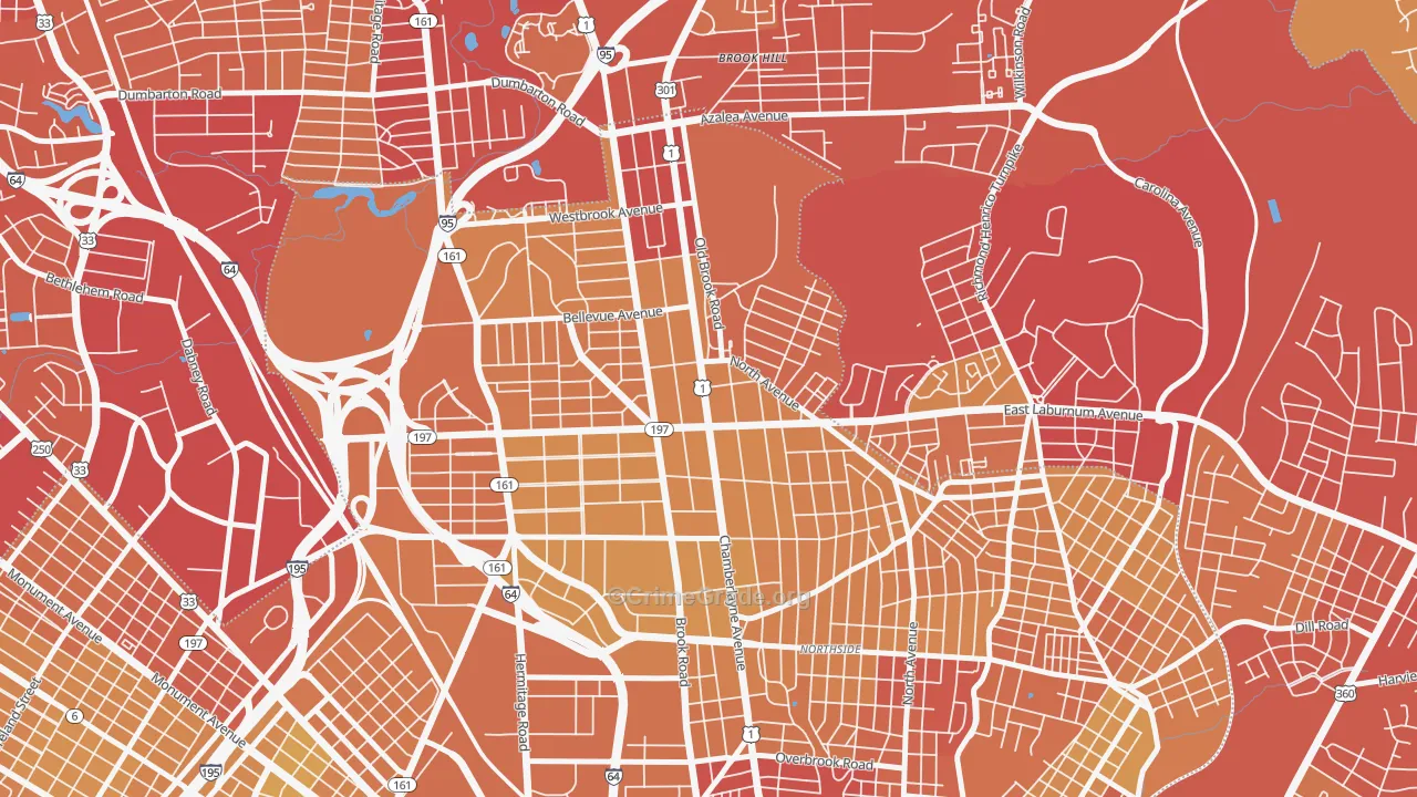 Ginter Park, Richmond, VA Map of Vehicle Theft Rates