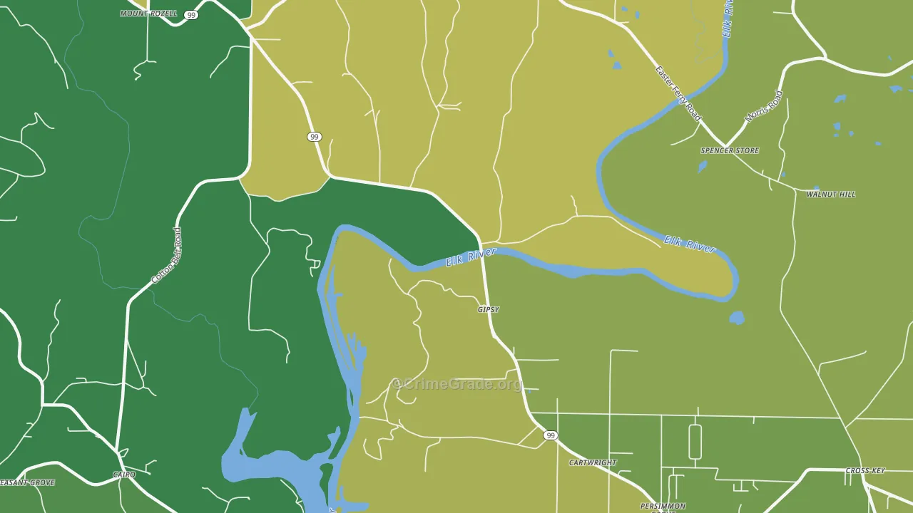 Gipsy, AL Map of Vehicle Theft Rates