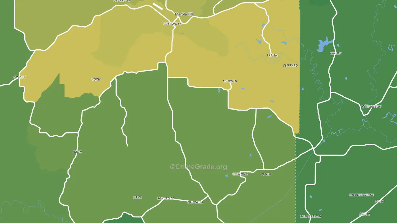 Gipsy, MO Map of Vehicle Theft Rates