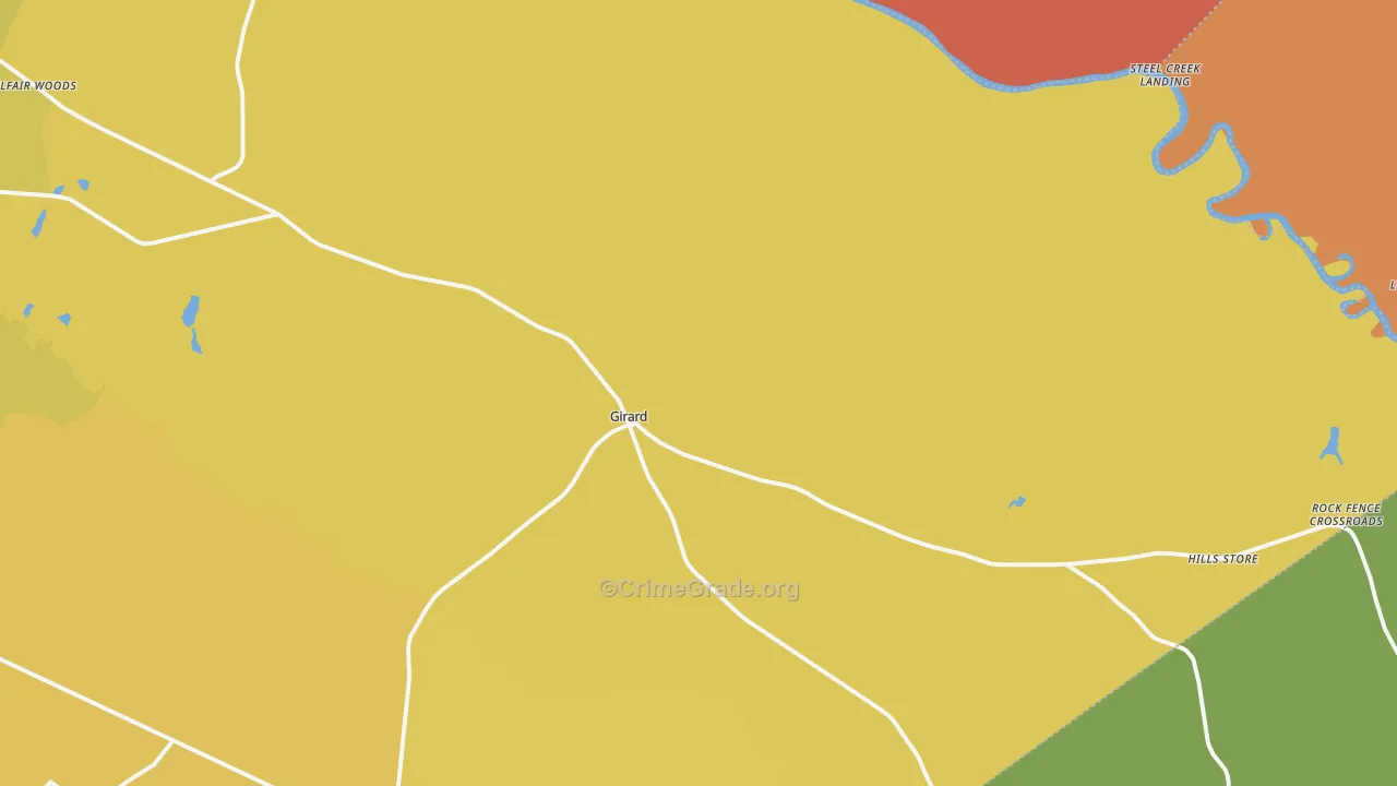 Girard, GA Map of Vehicle Theft Rates