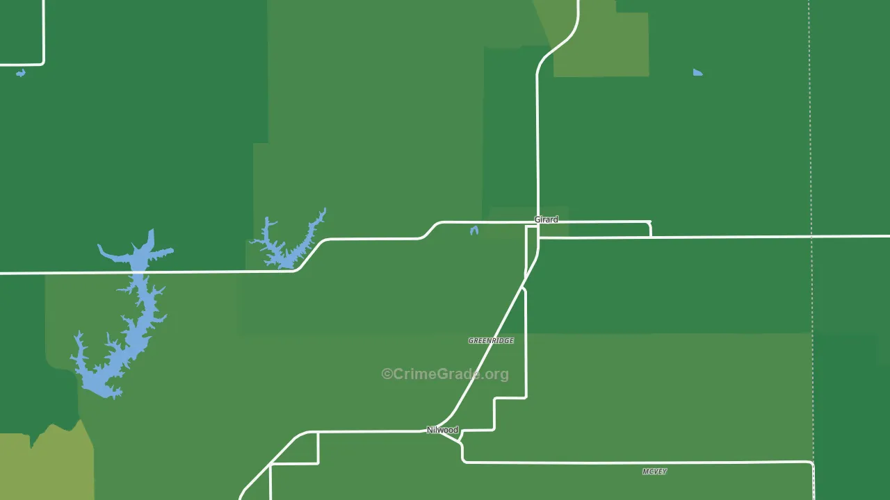 Girard, IL Map of Vehicle Theft Rates