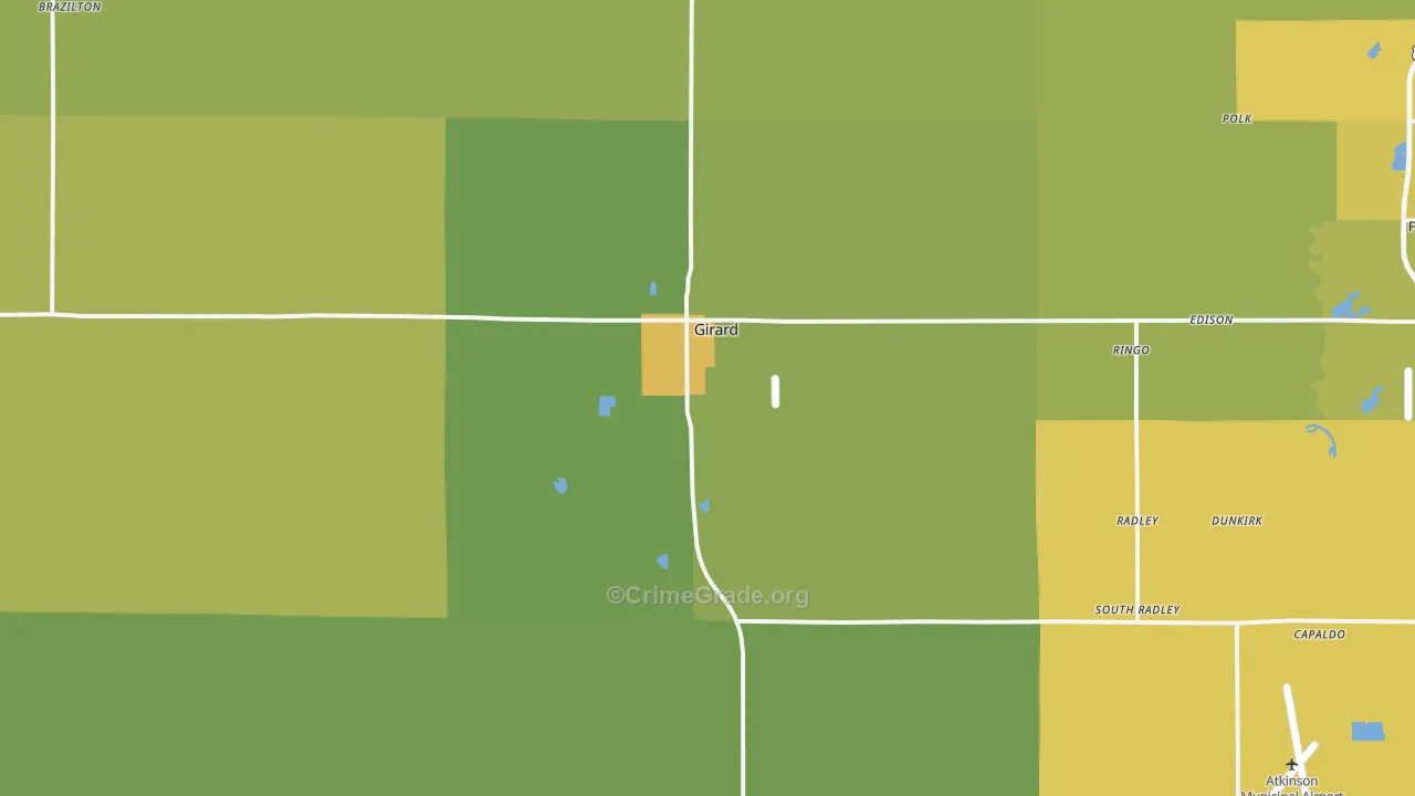 Girard, KS Map of Vehicle Theft Rates
