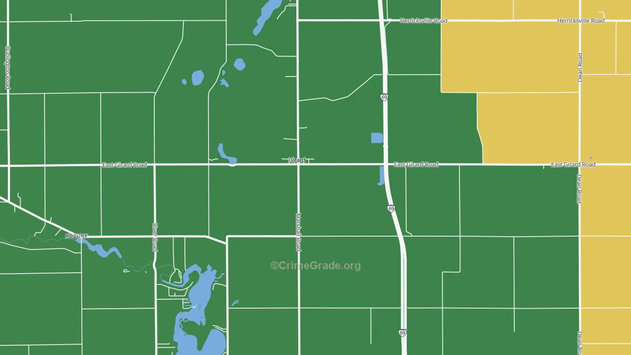 Girard, MI Map of Vehicle Theft Rates