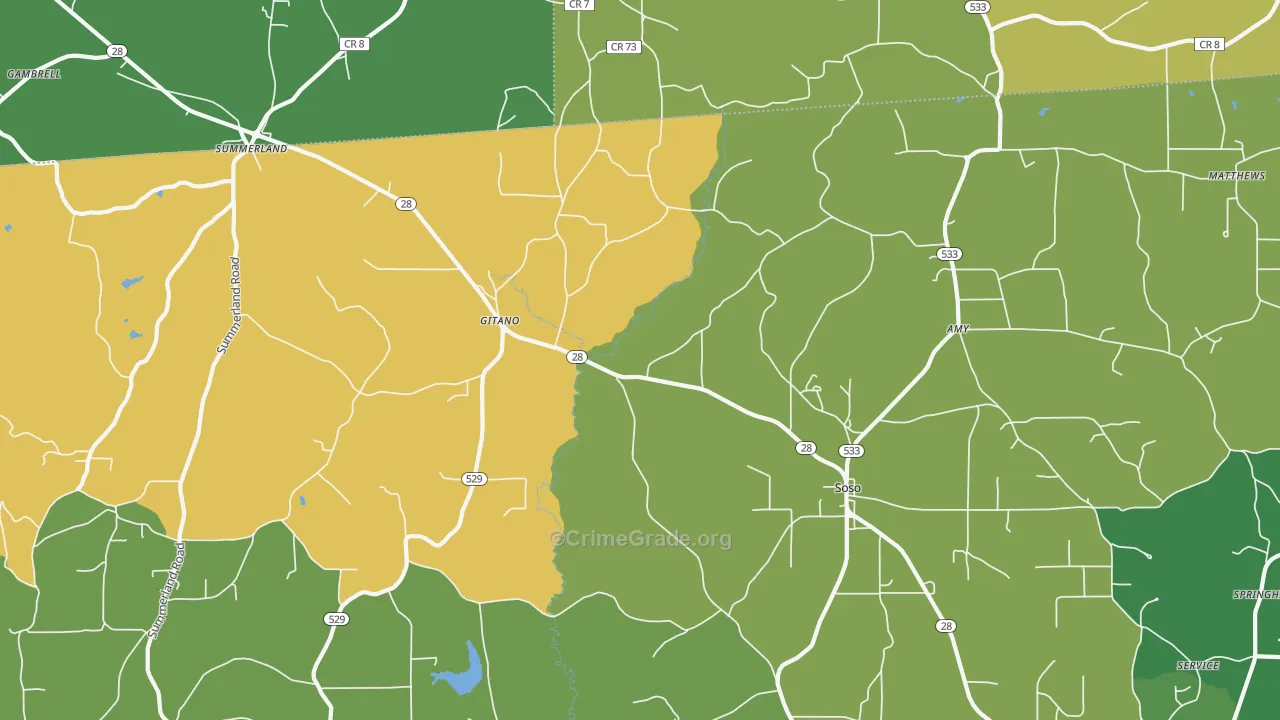 Gitano, MS Map of Vehicle Theft Rates