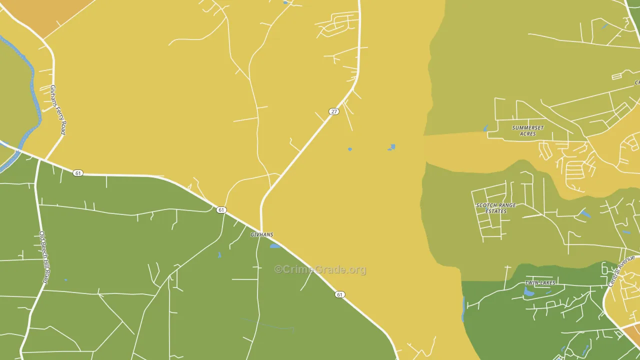 Givhans, SC Map of Vehicle Theft Rates