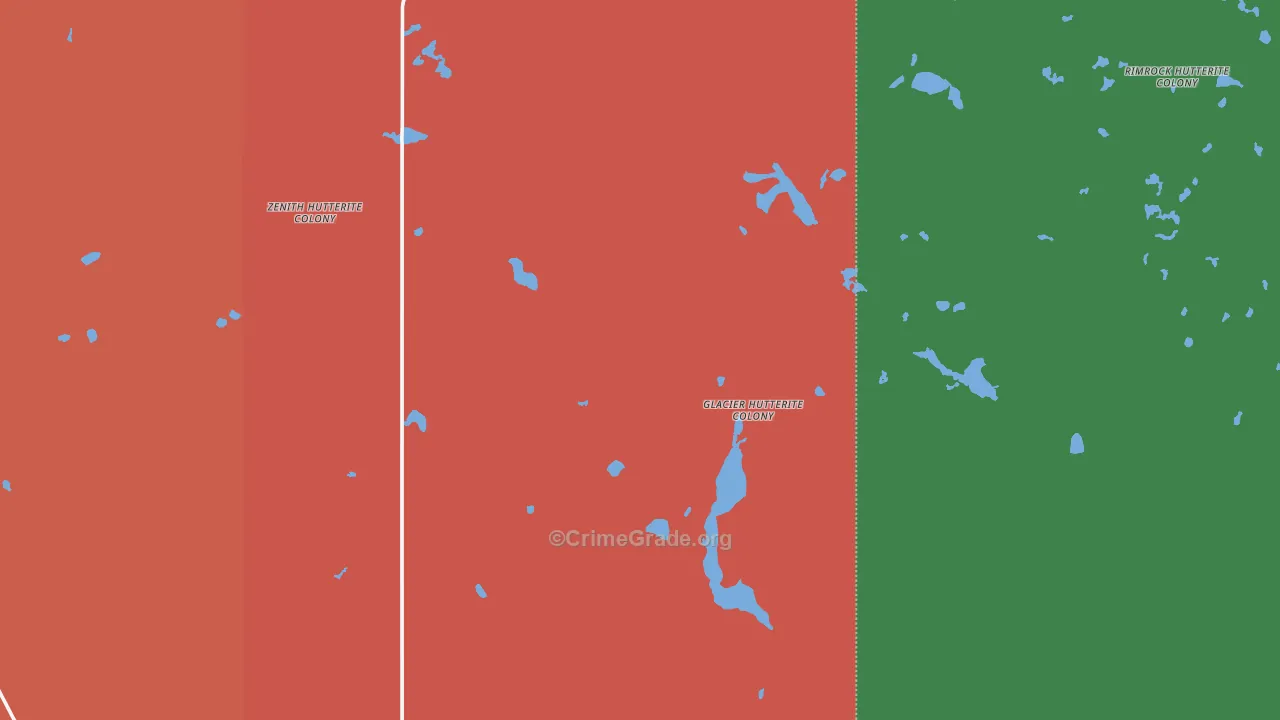 Glacier Colony, MT Map of Vehicle Theft Rates