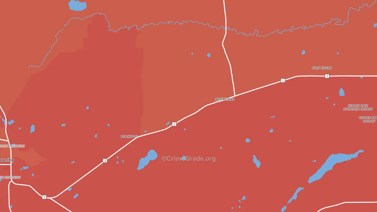 Glacier County, MT Map of Vehicle Theft Rates