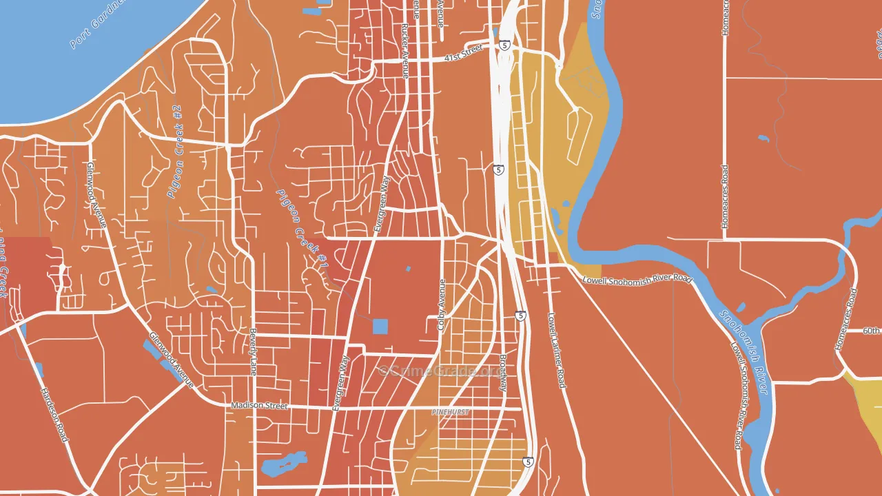 Glacier View, Everett, WA Map of Vehicle Theft Rates