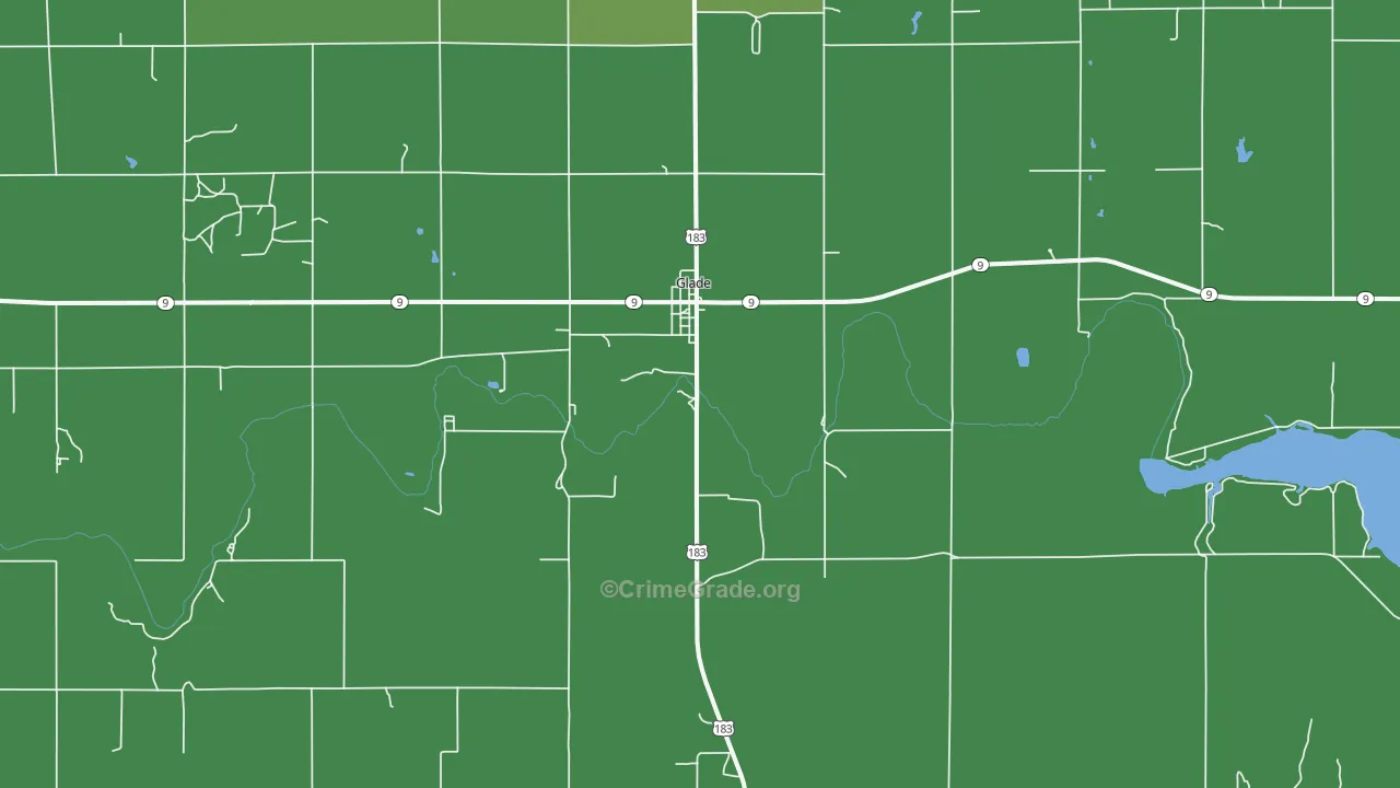 Glade, KS Map of Vehicle Theft Rates