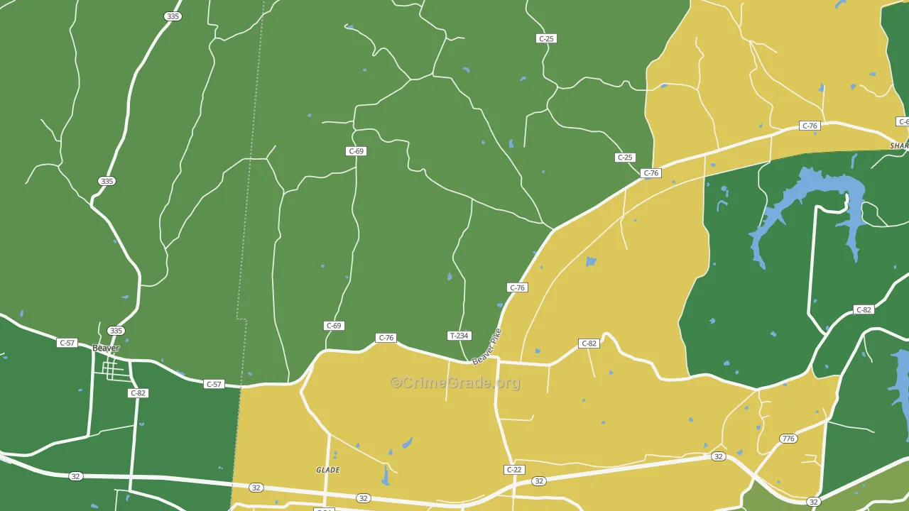 Glade, OH Map of Vehicle Theft Rates
