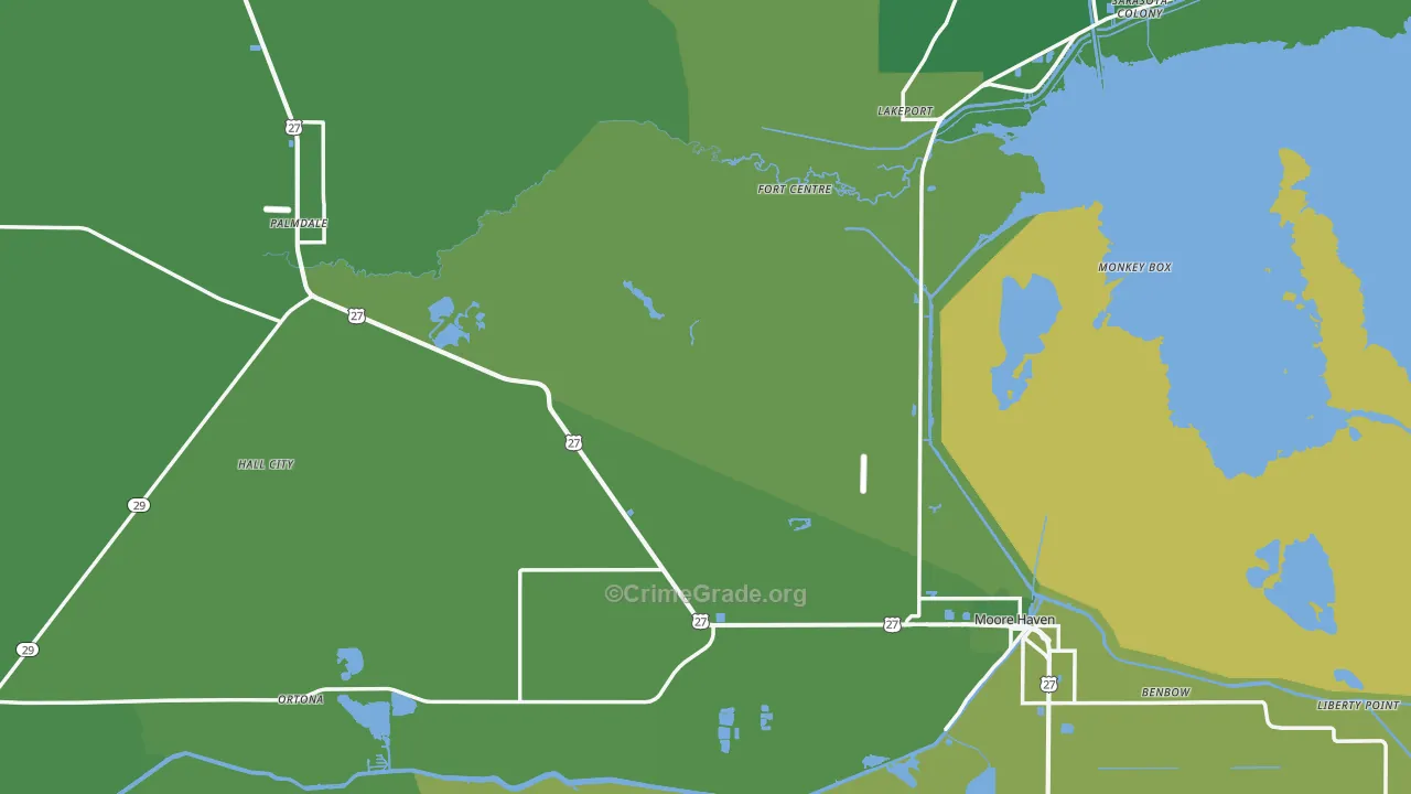 Glades County, FL Map of Vehicle Theft Rates