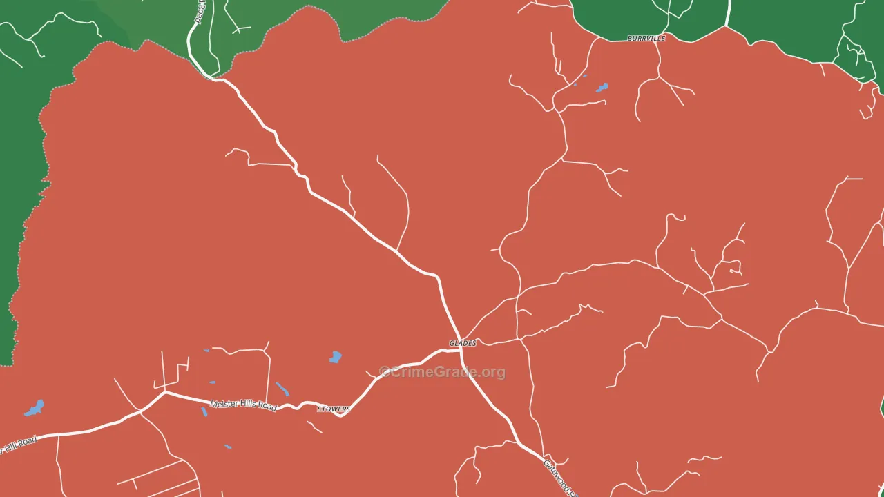 Glades, TN Map of Vehicle Theft Rates