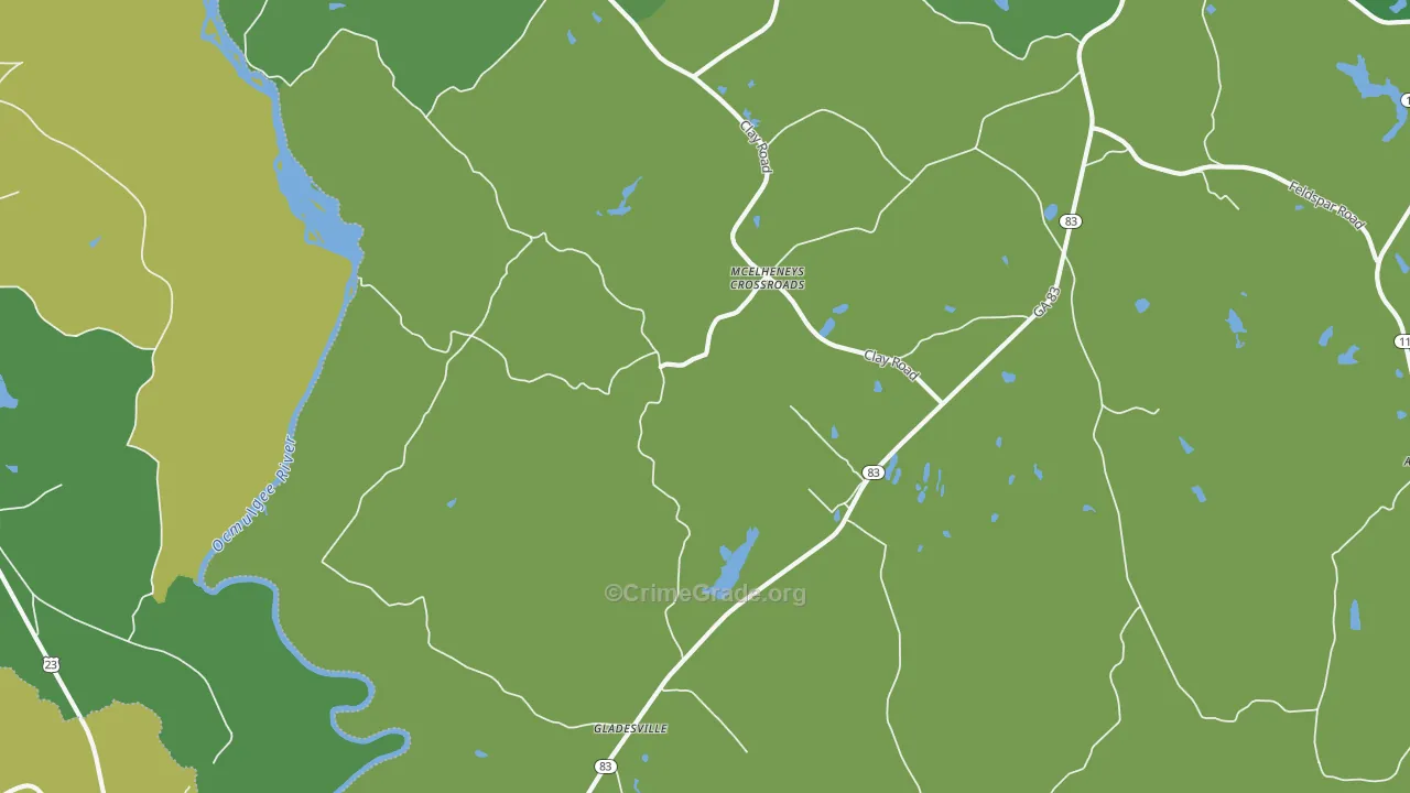 Gladesville, GA Map of Vehicle Theft Rates