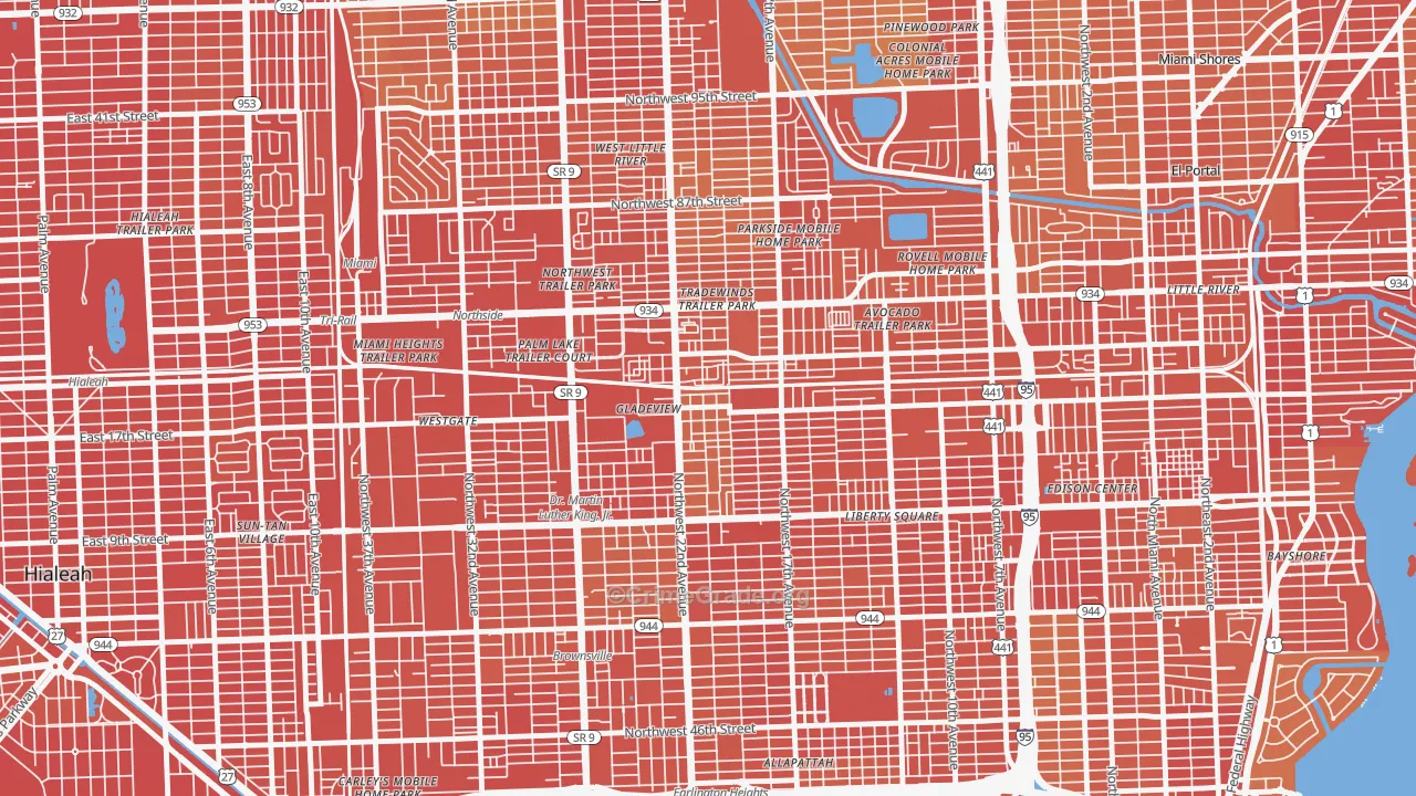 Gladeview, FL Map of Vehicle Theft Rates