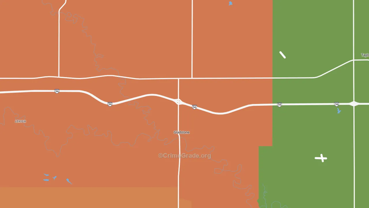 Gladstone, ND Map of Vehicle Theft Rates
