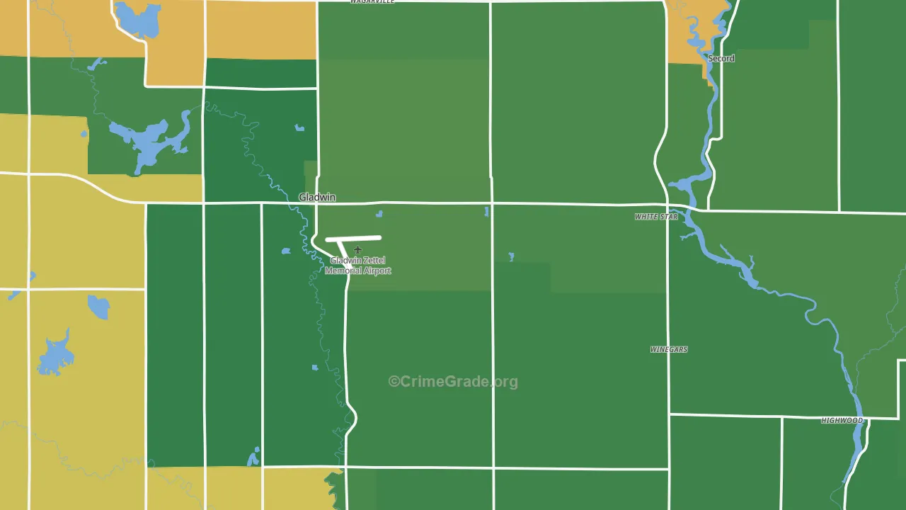 Gladwin County, MI Map of Vehicle Theft Rates