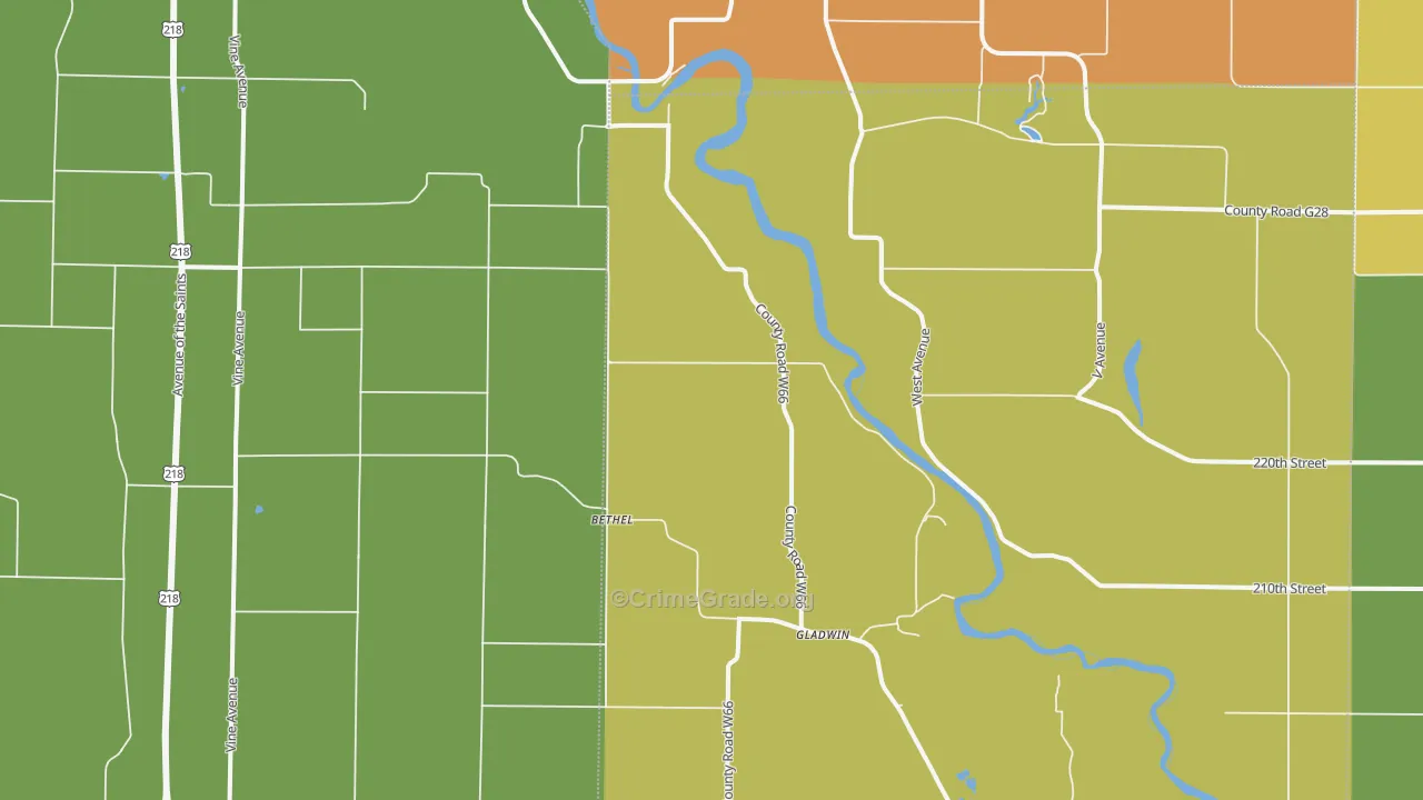 Gladwin, IA Map of Vehicle Theft Rates