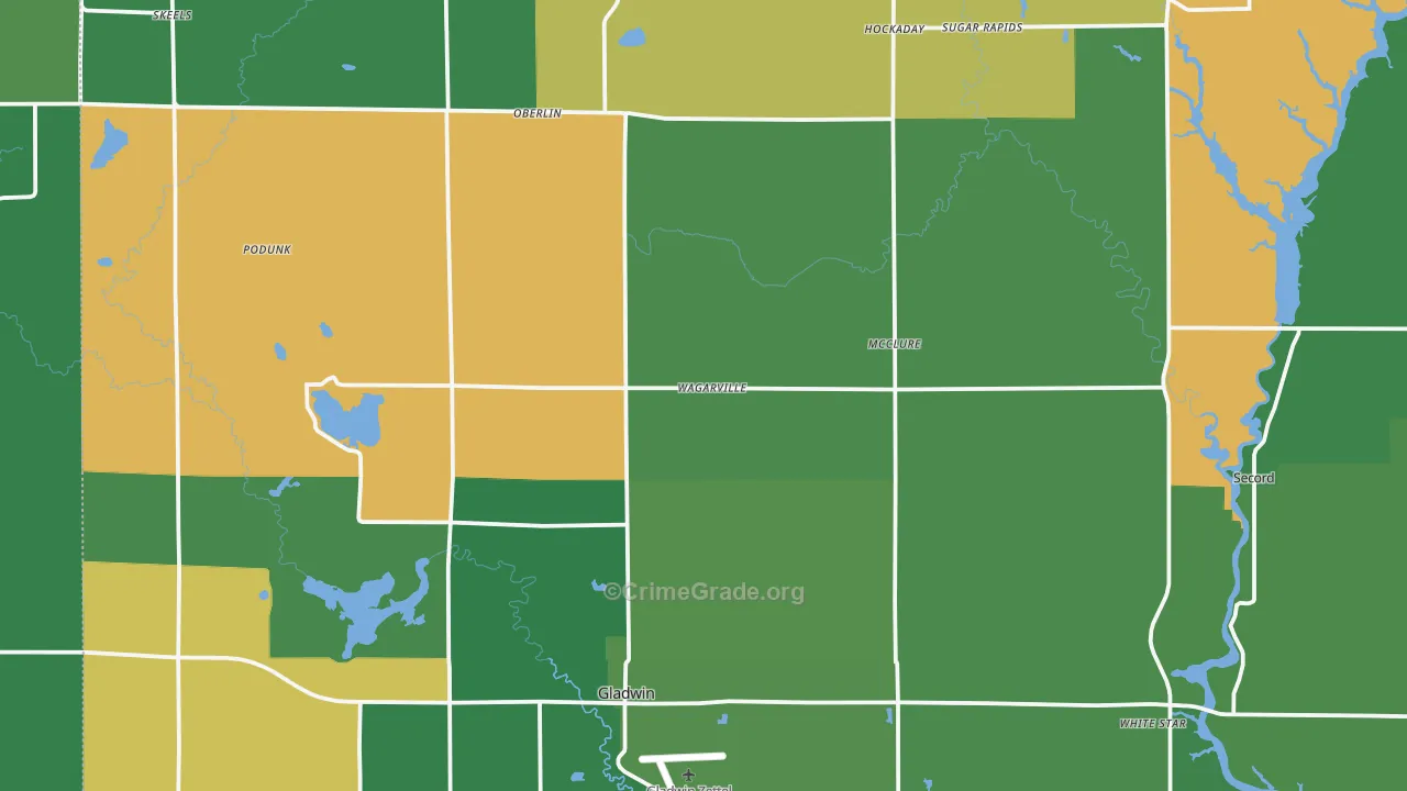 Gladwin, MI Map of Vehicle Theft Rates