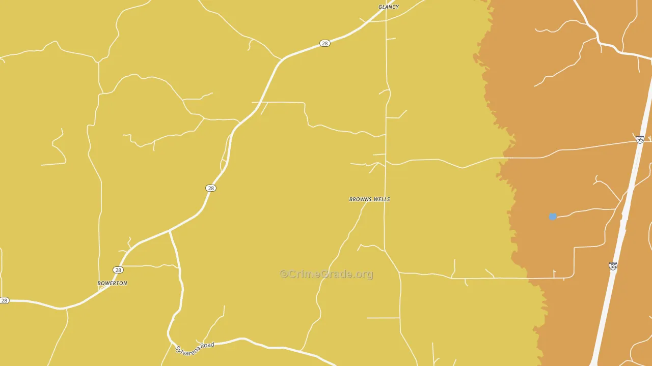 Glancy, MS Map of Vehicle Theft Rates
