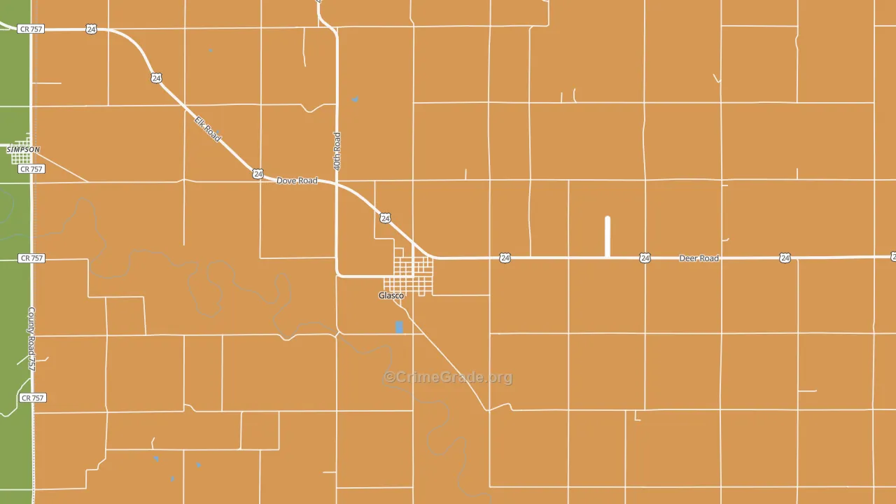 Glasco, KS Map of Vehicle Theft Rates