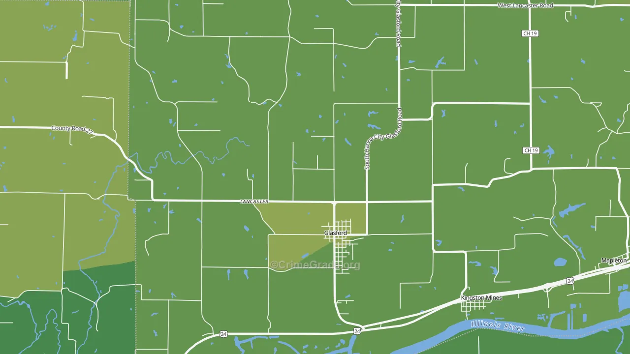 Glasford, IL Map of Vehicle Theft Rates