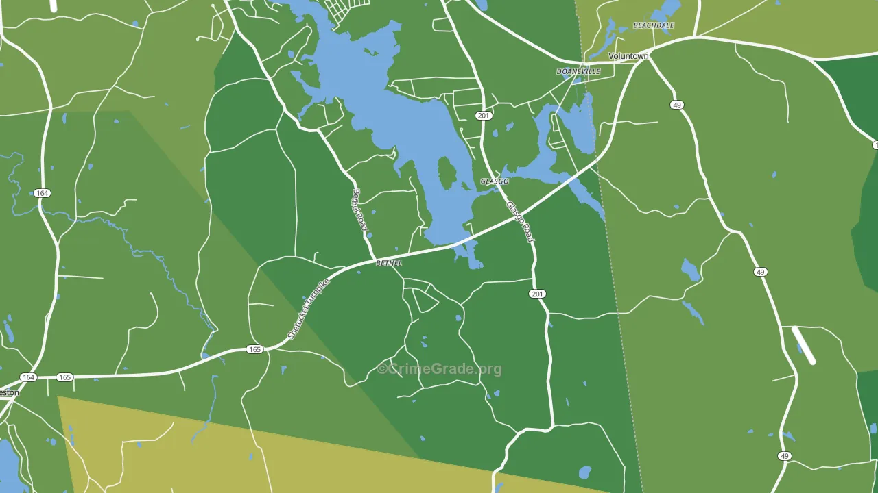 Glasgo, CT Map of Vehicle Theft Rates