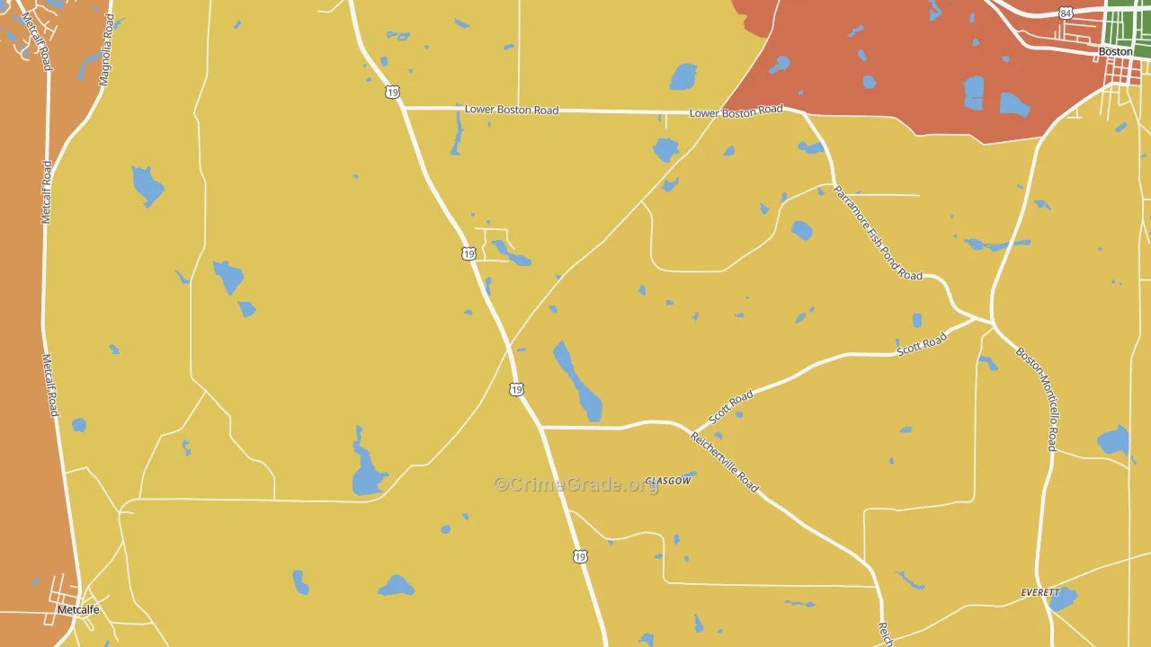 Glasgow, GA Map of Vehicle Theft Rates
