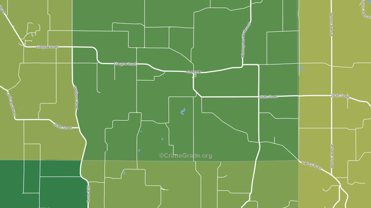 Glasgow, IA Map of Vehicle Theft Rates