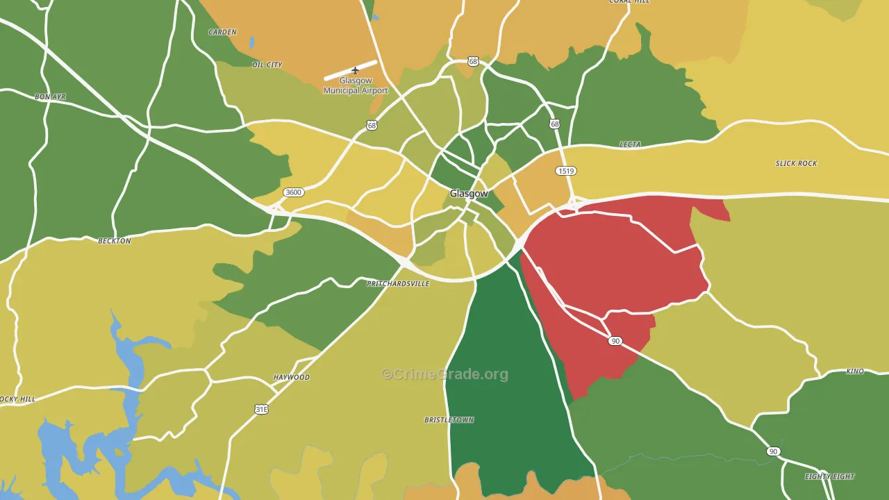 Glasgow, KY Map of Vehicle Theft Rates
