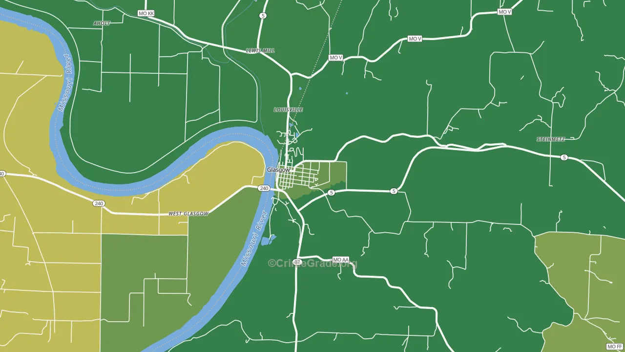 Glasgow, MO Map of Vehicle Theft Rates