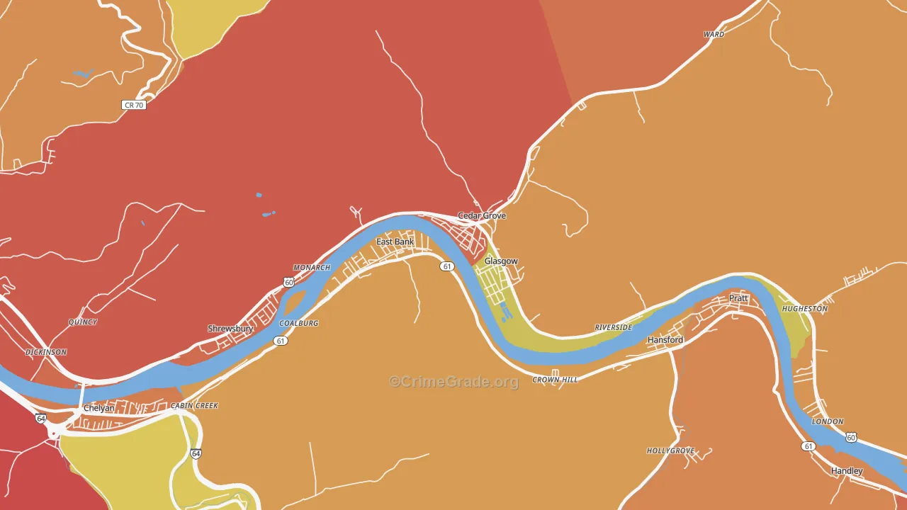 Glasgow, WV Map of Vehicle Theft Rates