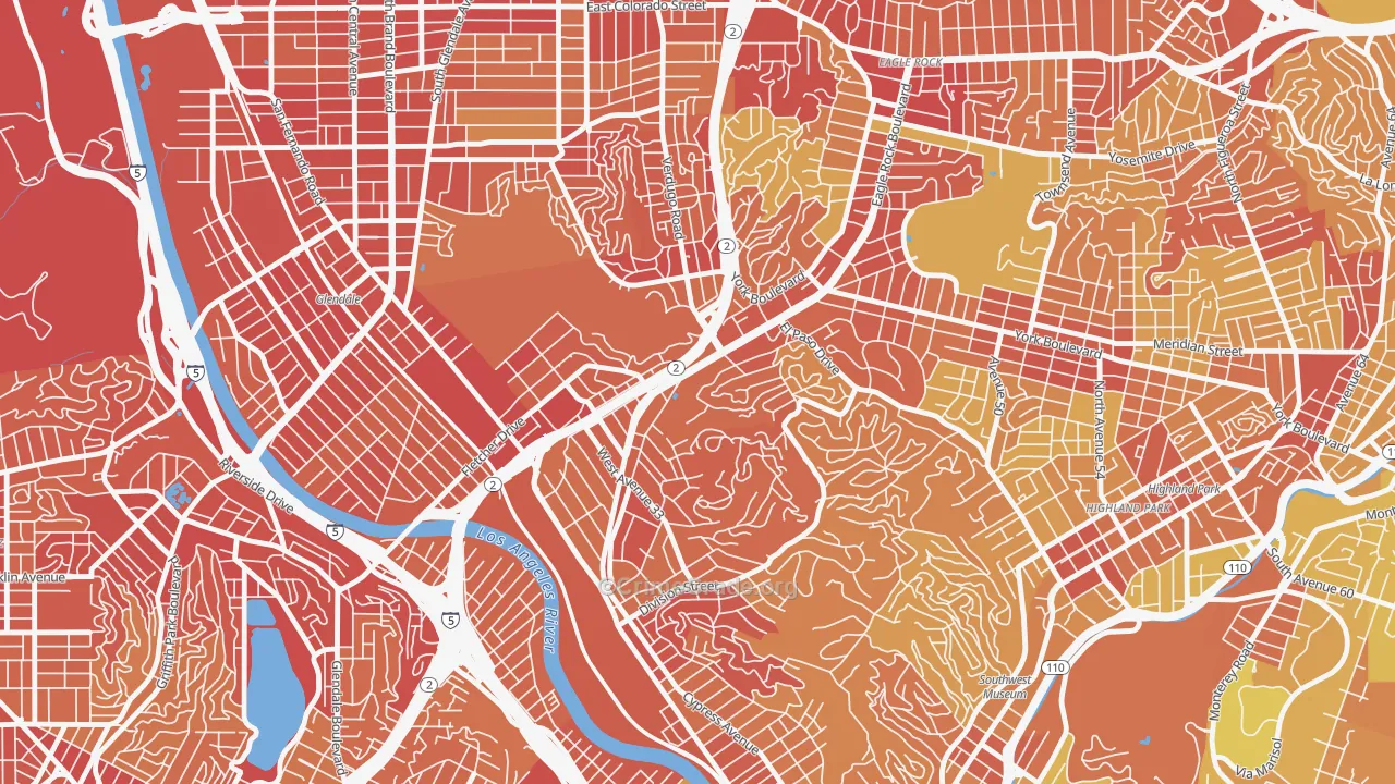 Glassell Park, Los Angeles, CA Map of Vehicle Theft Rates