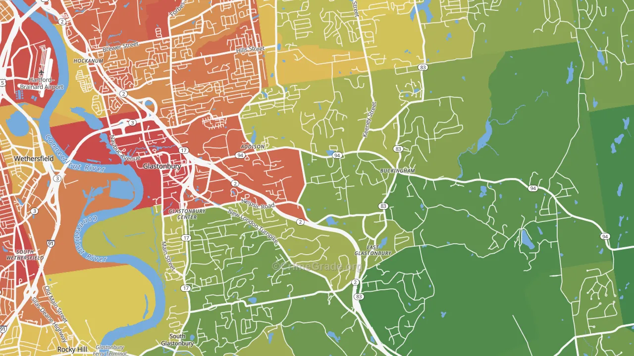 Glastonbury, CT Map of Vehicle Theft Rates