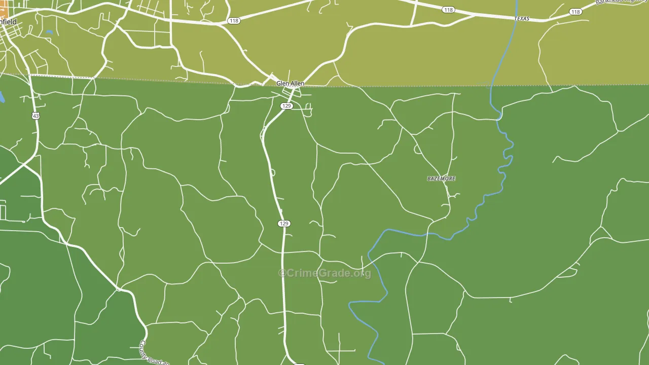 Glen Allen, AL Map of Vehicle Theft Rates